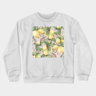 Watercolor big lemon on pink Crewneck Sweatshirt